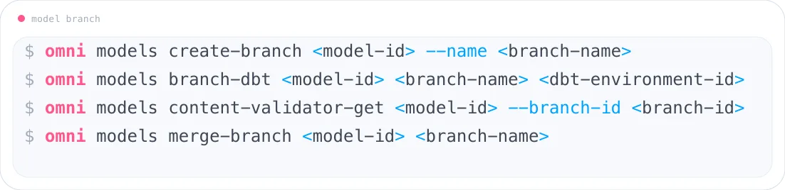 Create and manage model branches with the Omni CLI