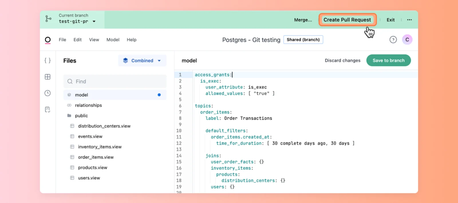 How dbt and BI should work together - git integration