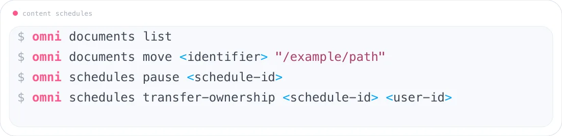 Manage documents and schedules with the Omni CLI