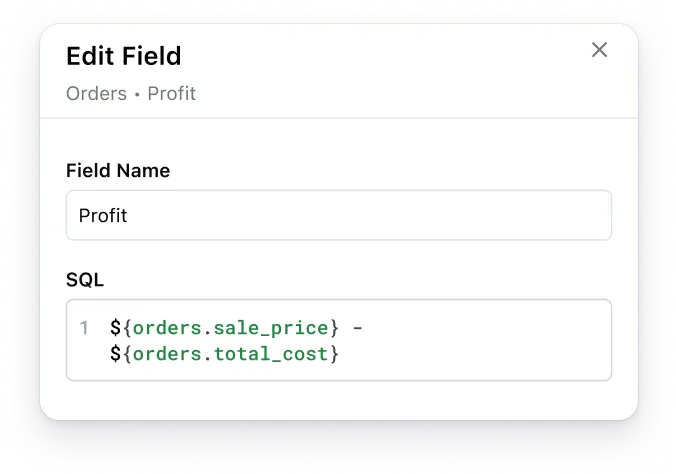 A view of editing a 'Profit' field in the Omni UI.